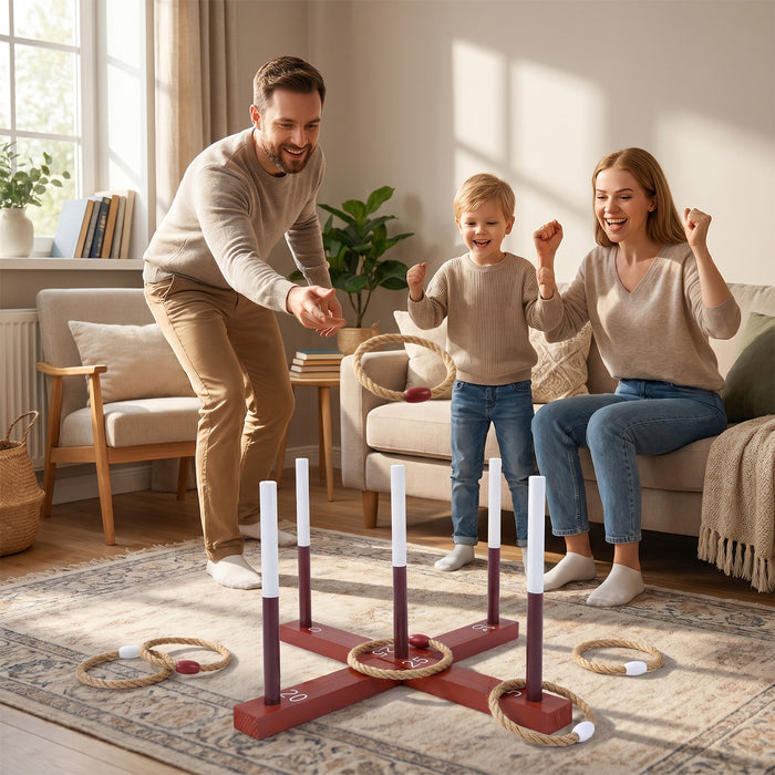 Ring Toss Game for Kids and Adults Outdoor Yard Game with 6 Rope Rings-
