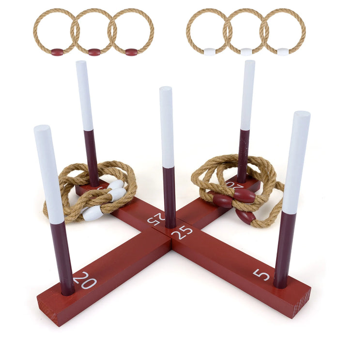 Ring Toss Game for Kids and Adults Outdoor Yard Game with 6 Rope Rings-