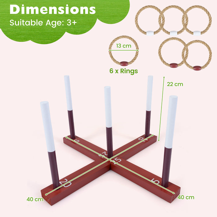Ring Toss Game for Kids and Adults Outdoor Yard Game with 6 Rope Rings-