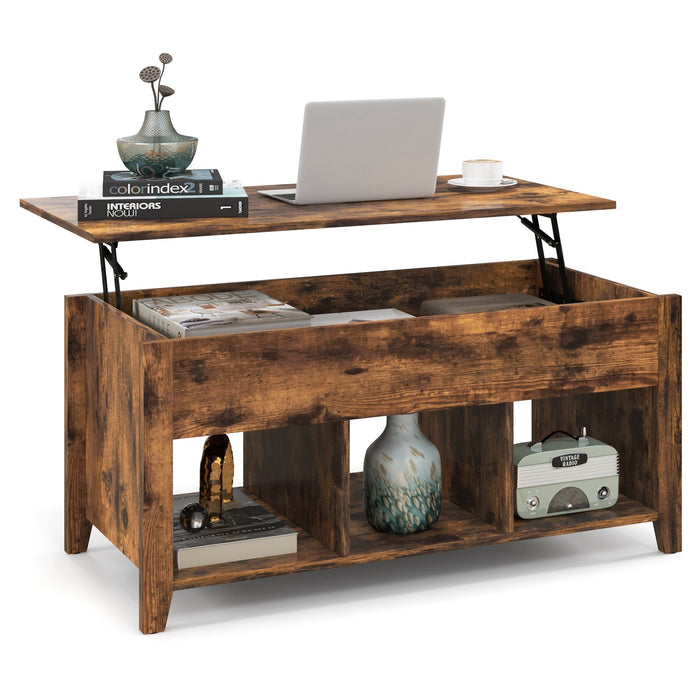 Rising Center Table with Lift Top Hidden Compartment-