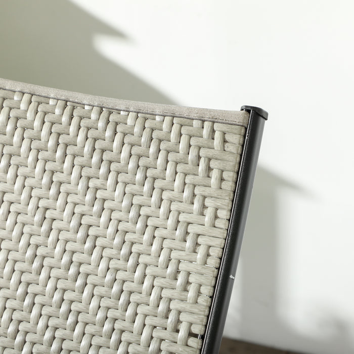 Outsunny Foldable Outdoor PE Rattan Sun Lounger Set of 2, Patio Wicker Recliners Lounge Chair w/ 5-Level Adjustable Backrest, for Poolside, Garden, Mixed Grey | Aosom UK