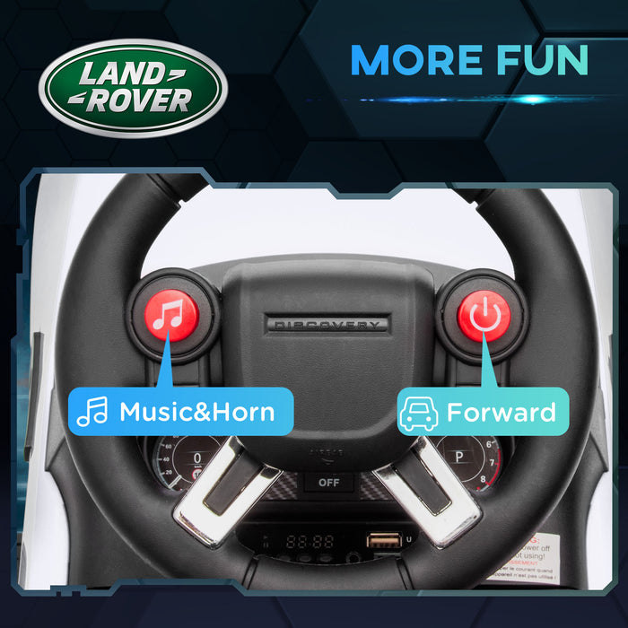 AIYAPLAY 2 in 1 Land Rover Licensed 6V Kids Electric Ride On Car Sliding Car w/ Headlights Music, for 18-60 Months White | Aosom UK