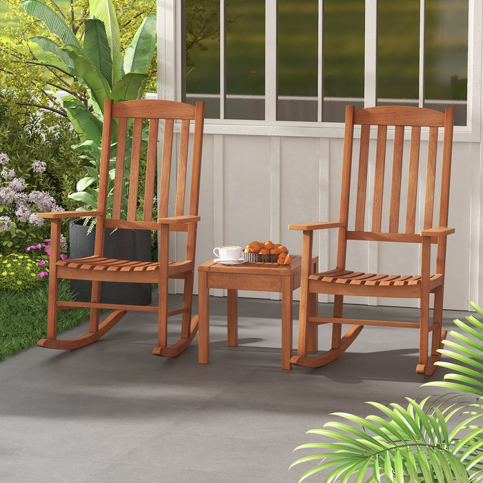 Ergonomic Patio Rocking Chair - Slatted Design for Garden Poolside Courtyard - Ideal for Relaxing Outdoor Seating