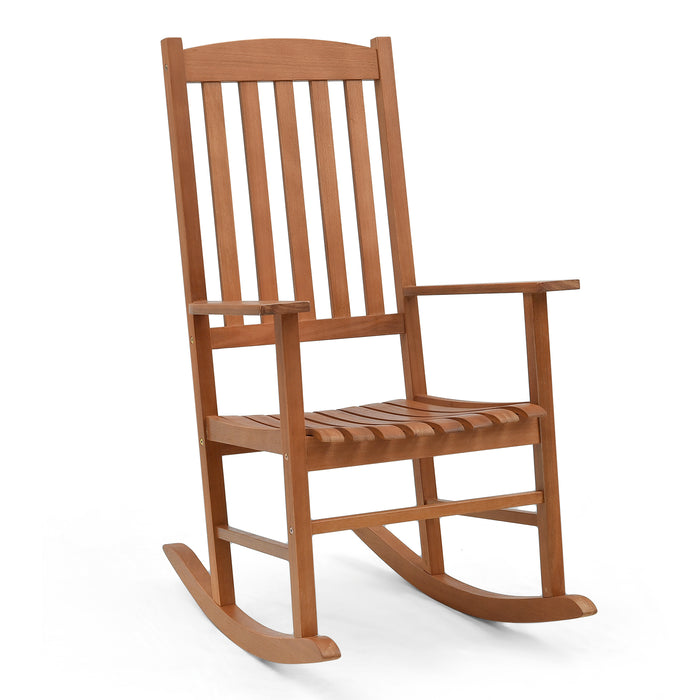 Ergonomic Patio Rocking Chair - Slatted Design for Garden Poolside Courtyard - Ideal for Relaxing Outdoor Seating