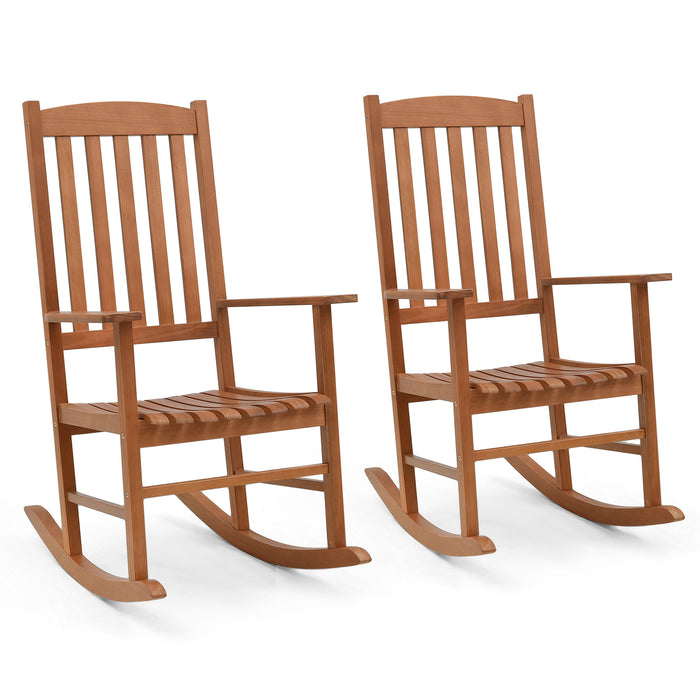 Ergonomic Patio Rocking Chair - Slatted Design for Garden Poolside Courtyard - Ideal for Relaxing Outdoor Seating