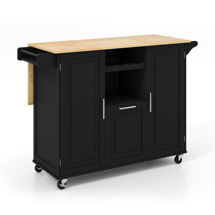 Rolling Kitchen Island Cart with Drop-Leaf Countertop-
