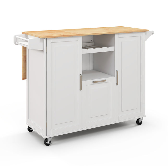 Rolling Kitchen Island Cart with Drop-Leaf Countertop-