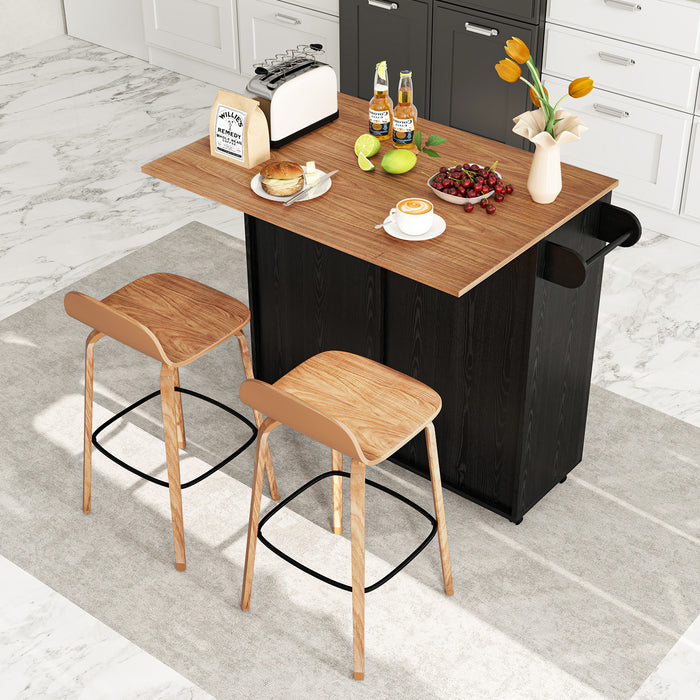 Rolling Kitchen Island with Drop Leaf Kitchen Cart with Tilt Out Trash Can Cabinet-