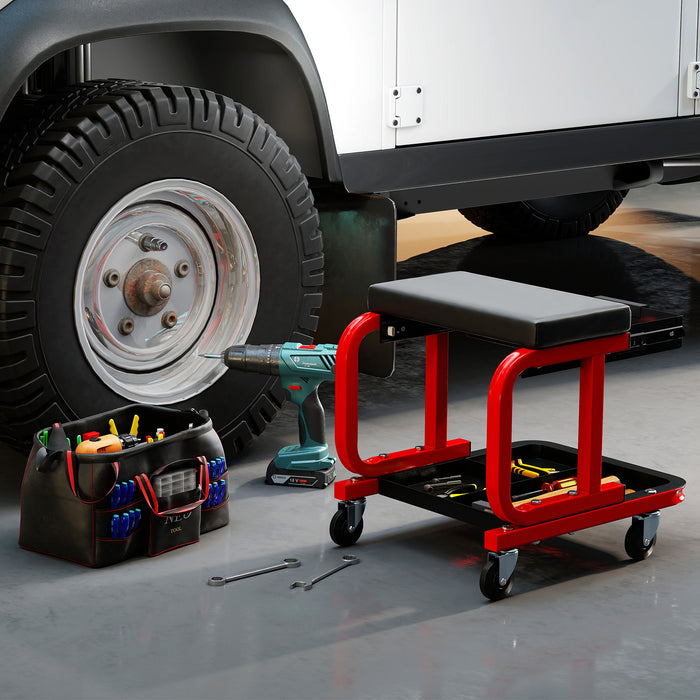 Rolling Creeper Seat with 185 kg Capacity and Universal Casters-