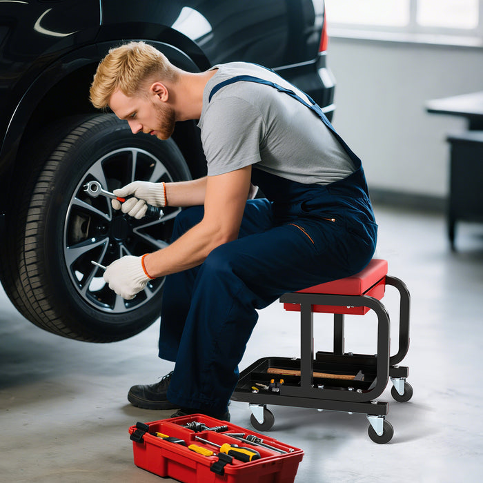 Rolling Creeper Seat with 185 kg Capacity and Universal Casters-