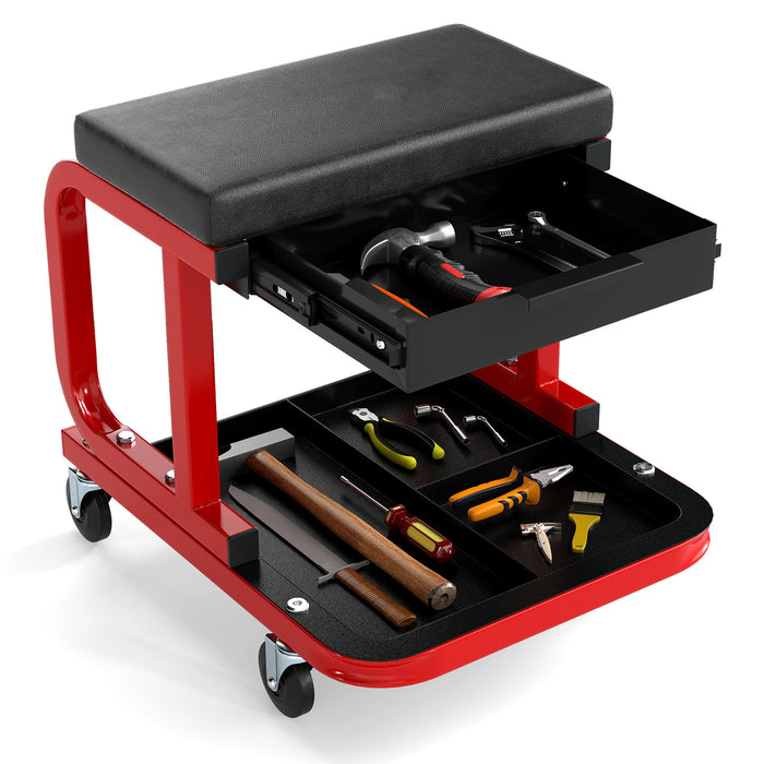 Rolling Creeper Seat with 185 kg Capacity and Universal Casters-