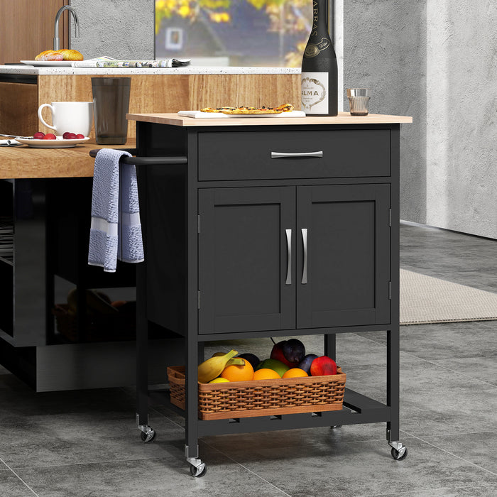 Rolling Kitchen Island Cart with Drawer and 2-Door Storage Cabinet-