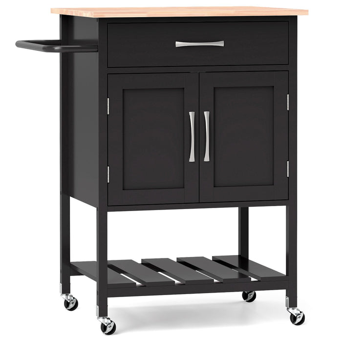 Rolling Kitchen Island Cart with Drawer and 2-Door Storage Cabinet-
