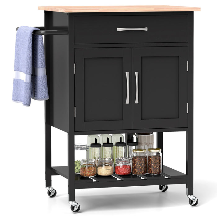Rolling Kitchen Island Cart with Drawer and 2-Door Storage Cabinet-
