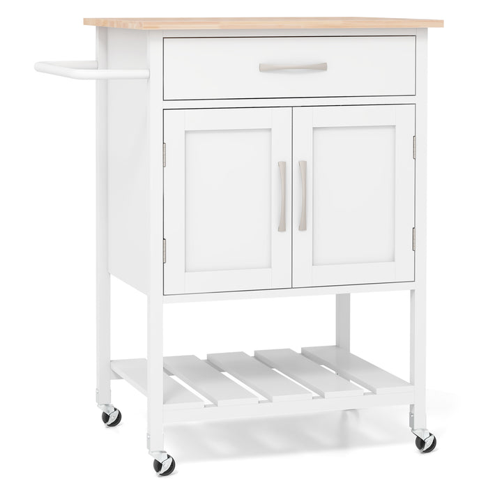 Rolling Kitchen Island Cart with Drawer and 2-Door Storage Cabinet-