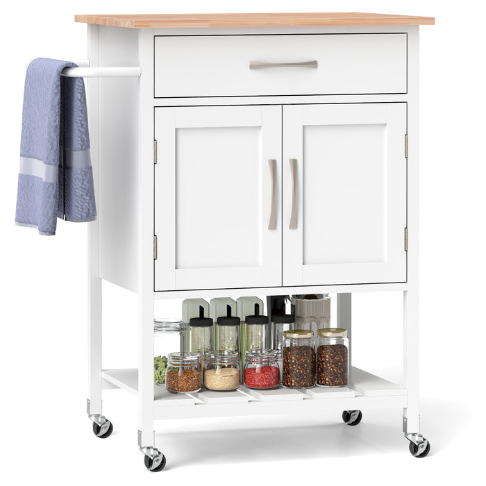 Rolling Kitchen Island Cart with Drawer and 2-Door Storage Cabinet-