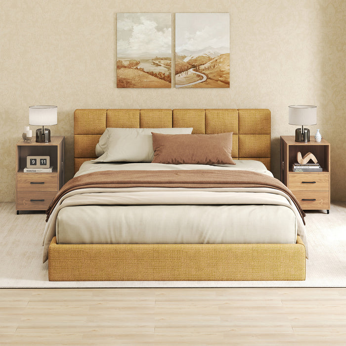 Rolling Nightstand with Storage Drawers and Shelves for Bedroom-