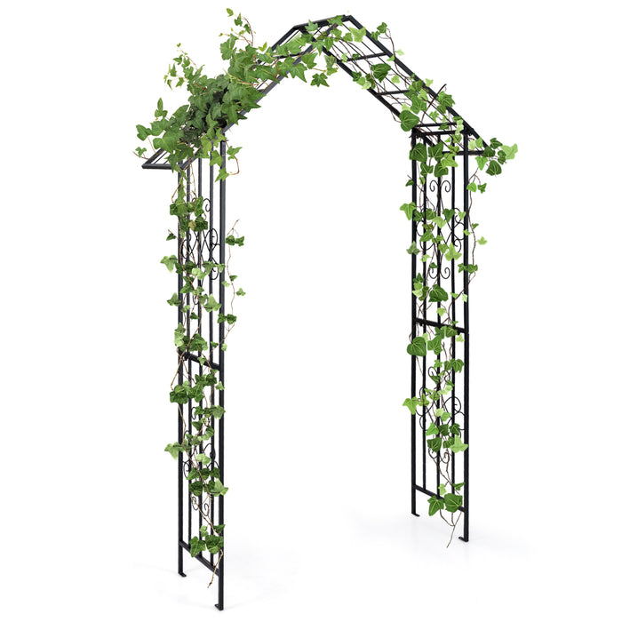 Roof-shaped Top Garden Arbor Garden Trellis Pergola with Side Crossbars-