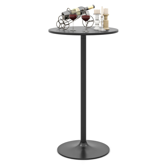 Round Bar Table with Adjustable Height and Metal Base Set of 1-