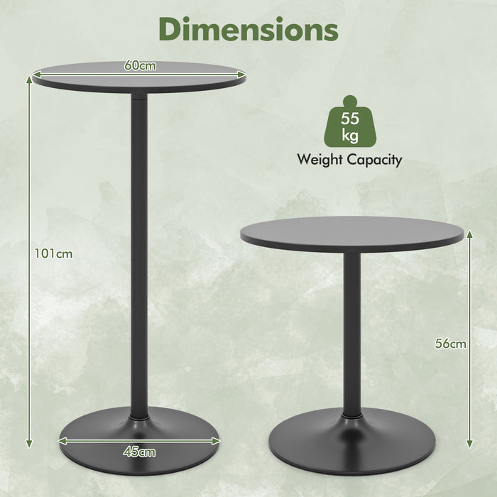 Round Bar Table with Adjustable Height and Metal Base Set of 1-