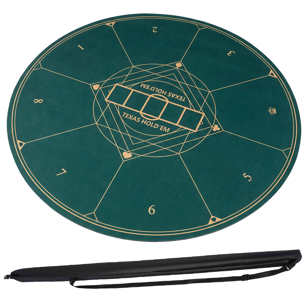 Round Poker Mat for Texas Hold'em 140 cm with Carrying Bag-
