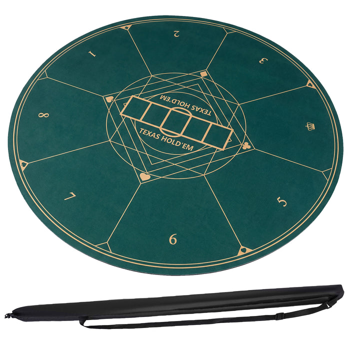 Round Poker Mat for Texas Hold'em 140 cm with Carrying Bag-