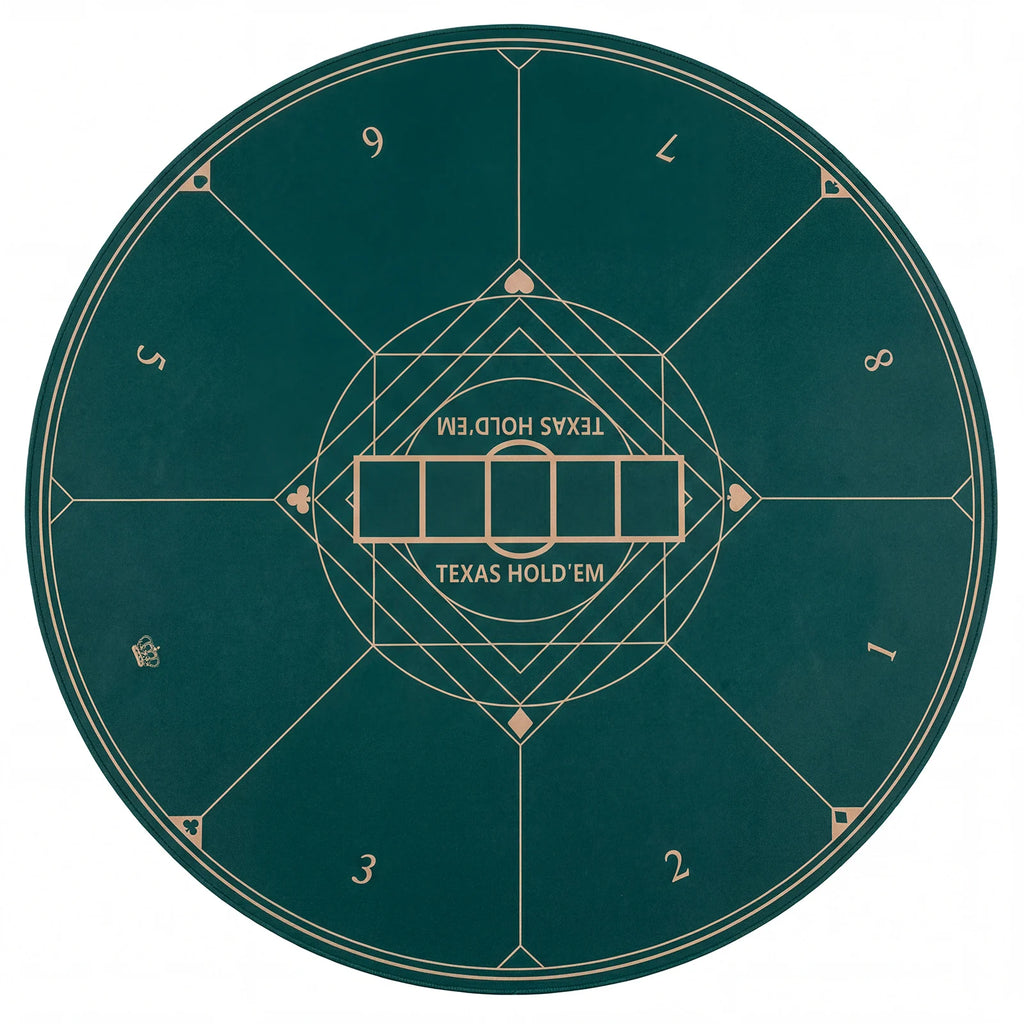 Round Poker Mat for Texas Hold'em 40 Inches Portable Anti-Slip Rubber Base Table Layout-Green
