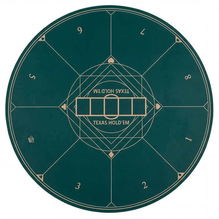 Round Poker Mat for Texas Hold'em 40 Inches Portable Anti-Slip Rubber Base Table Layout-Green