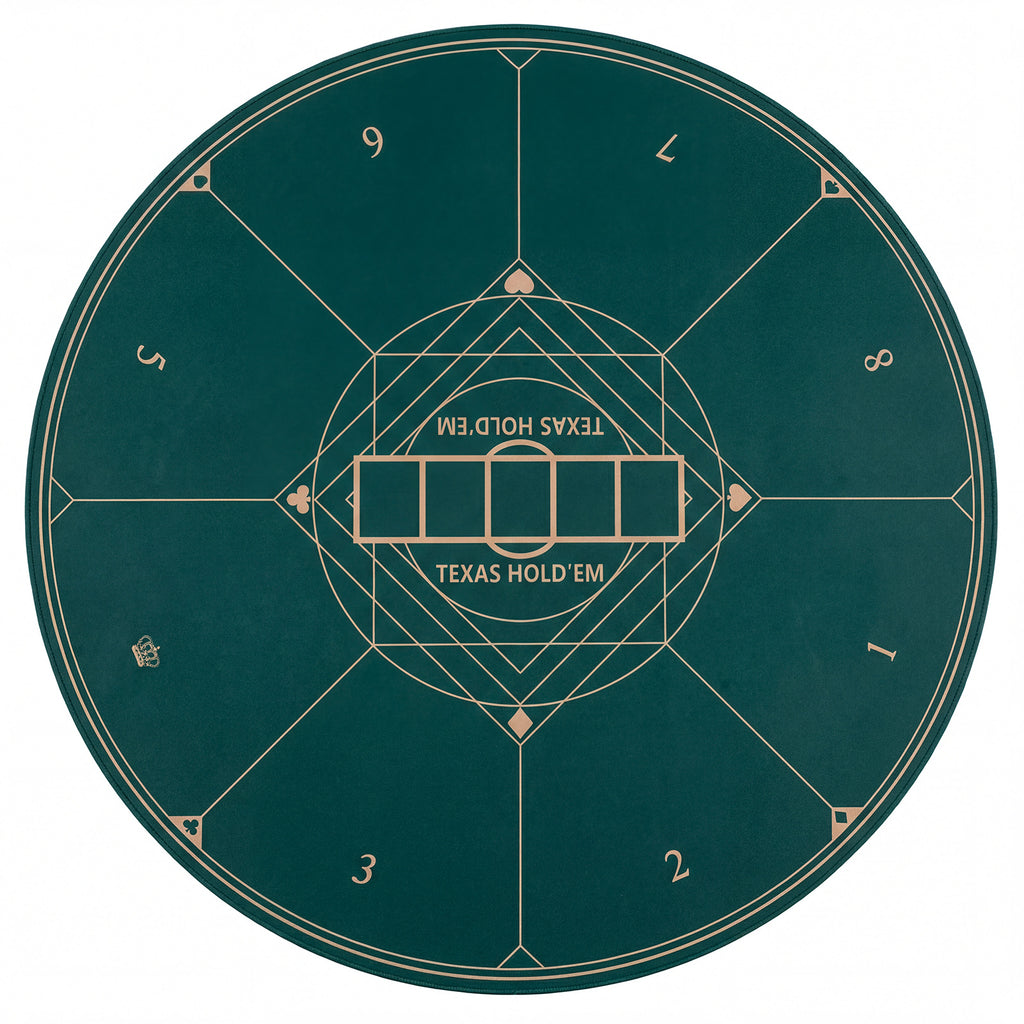 Round Poker Mat for Texas Hold'em 47” Portable Anti-Slip Rubber Base Table Layout-Green