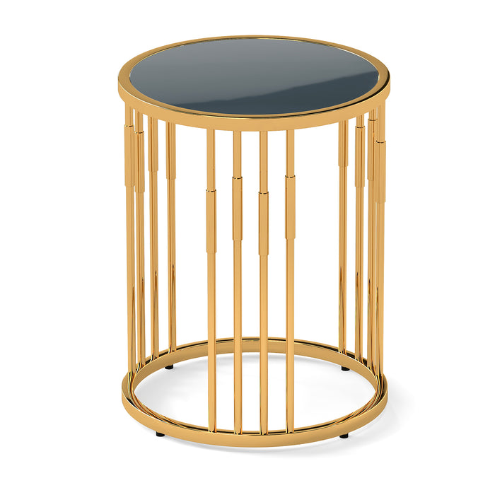 40CM Round Coffee Table Small Glass Side Table-