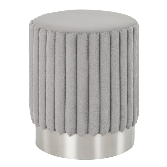 Upholstered Footrest Stool with Decorative Vertical Tufting and Heavy-duty Metal Base-