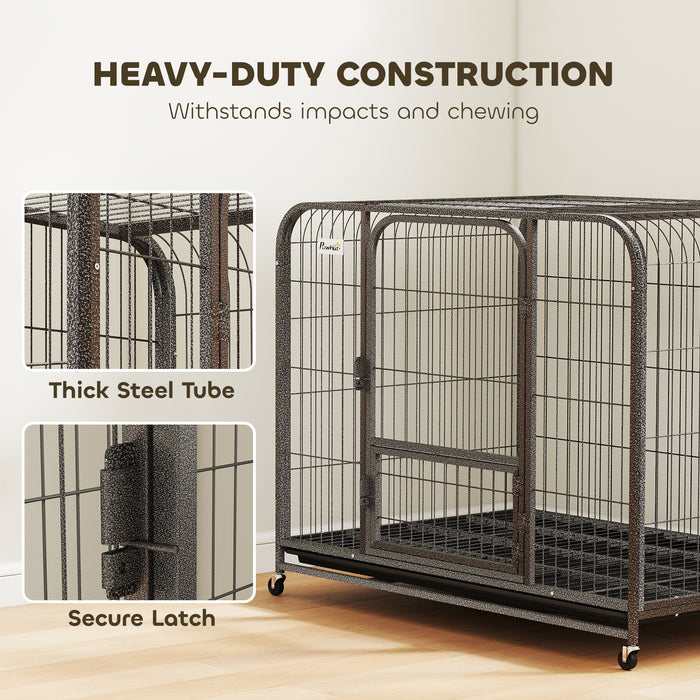 PawHut Heavy Duty Dog Crate,116 x 77 x 88 cm, Large Dog Cage for Small to Large Breeds