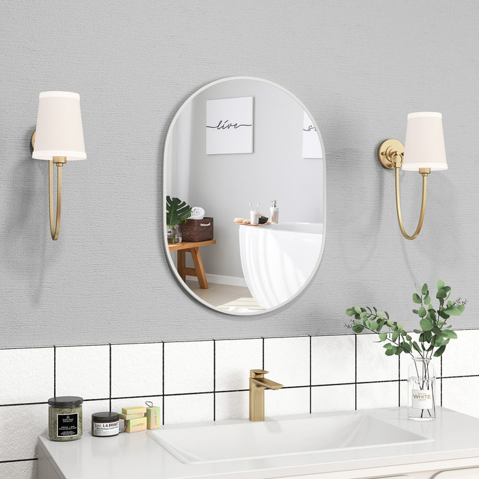 Runway Oval Bathroom Mirror with Shatter-Proof Film and Expansion Screws