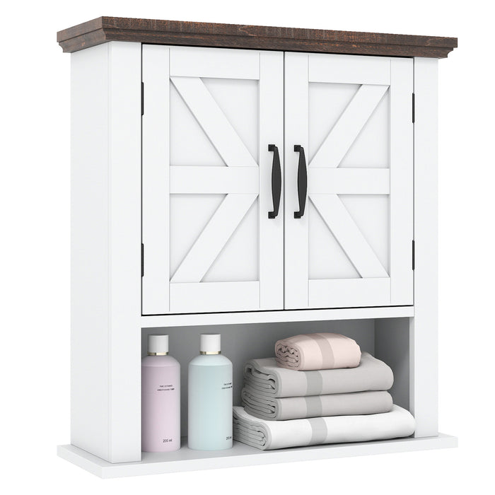 The Rustic Barn Collection - Bathroom Wall Cabinet and 3-Drawer Floor Cabinet costway