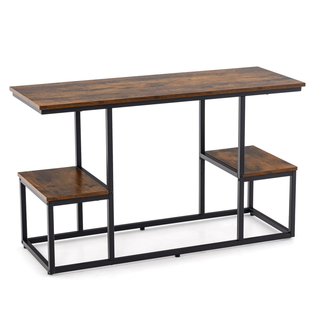 Industrial Chic Series - Rustic TV Console Table with Open Storage Shelves - Ideal for Modern, Stylish Living Spaces