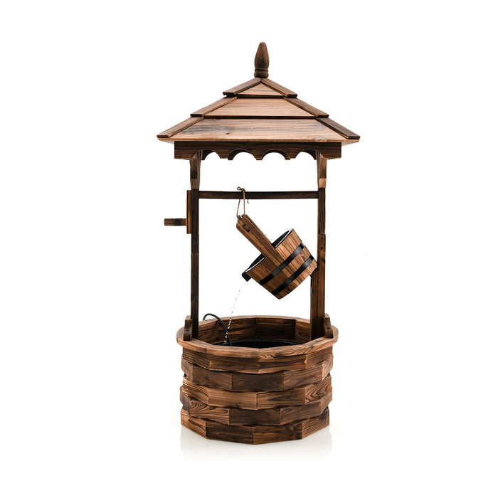Outdoor Wooden Water Fountain with Electric Pump 5 Adjustable Flow Rates-