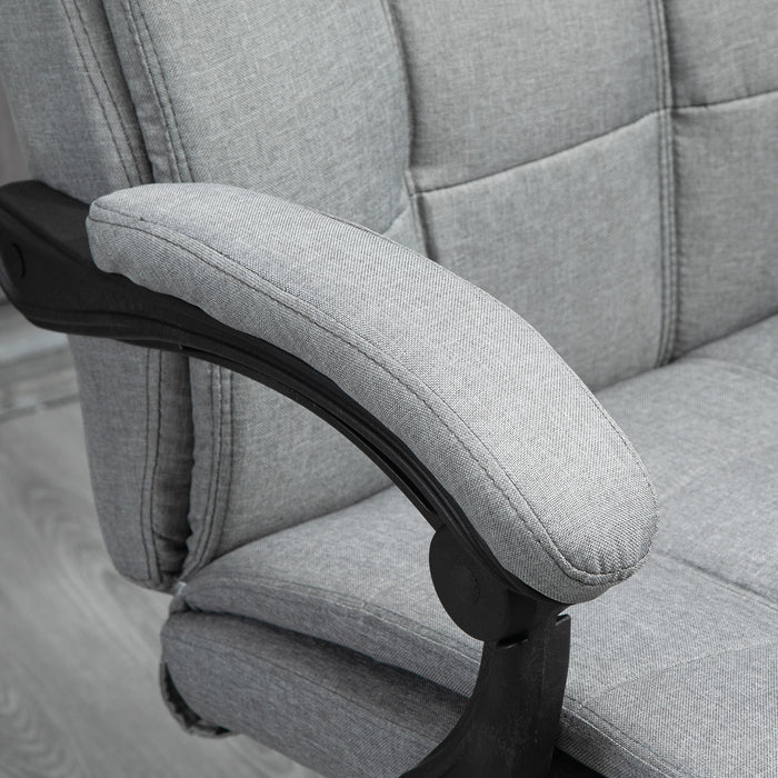 Ergonomic Office Chair with Footrest - Armrests, Lumbar Support & Adjustable Headrest in Light Grey - Comfort Seating for Long Work Hours
