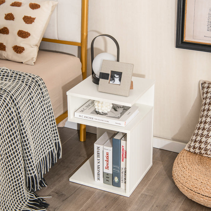 S-Shaped Side Table with 2 Open Compartments for Small Space Set of 2-