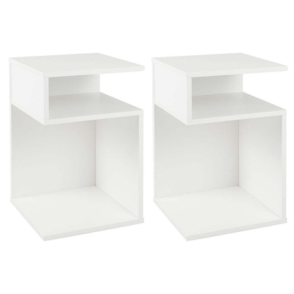 S-Shaped Side Table with 2 Open Compartments for Small Space Set of 2-