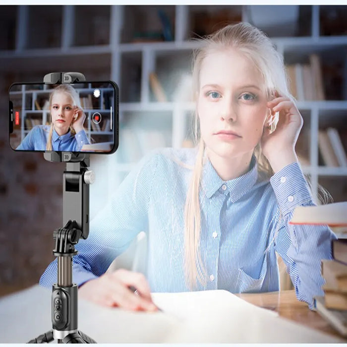 Q18 360° Follow-Tracking Gimbal — Selfie Stick Tripod with Fill Light for iPhone & Smartphones