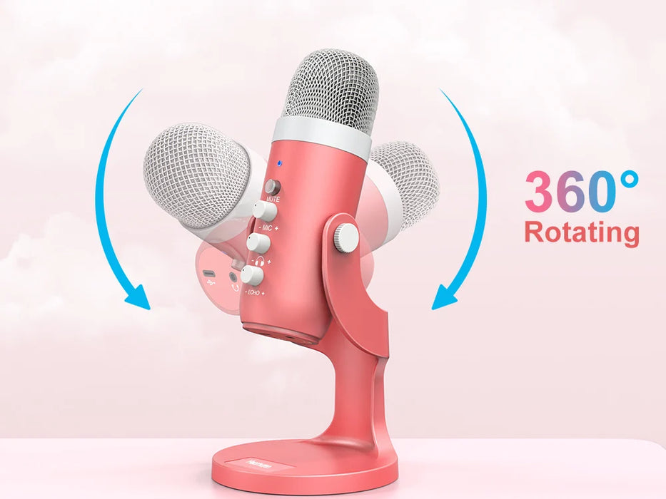USB Condenser Microphone — Pink Studio Mic for PC, Mac, Phone, Streaming & Podcasting
