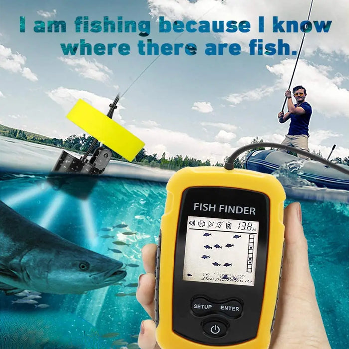 Portable 100m Sonar Fish Finder with Alarm — 45° Coverage Echo Sounder