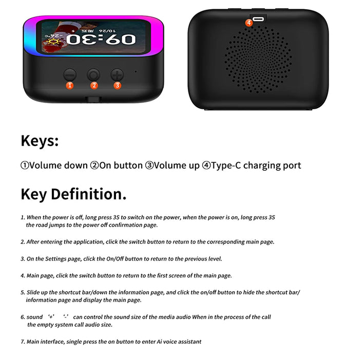 Smart Alarm Clock with Bluetooth Speaker, Weather Display & Photo Frame