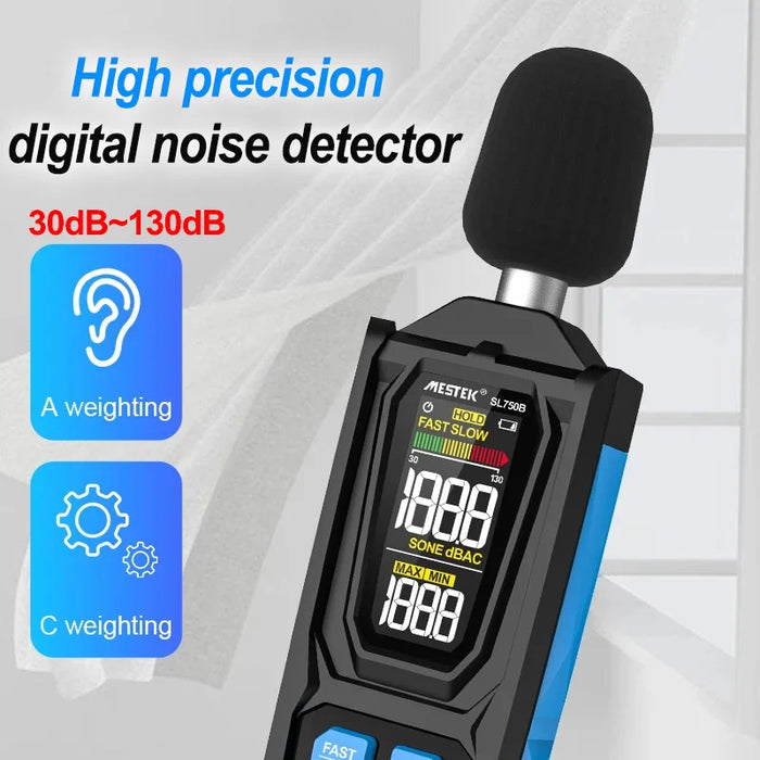 Professional Digital Decibel Meter 30–130 dB — Handheld Sound Level Meter