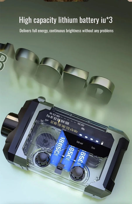 Hand-Crank Emergency Radio & Power Bank — USB, Solar, Bluetooth, DAB