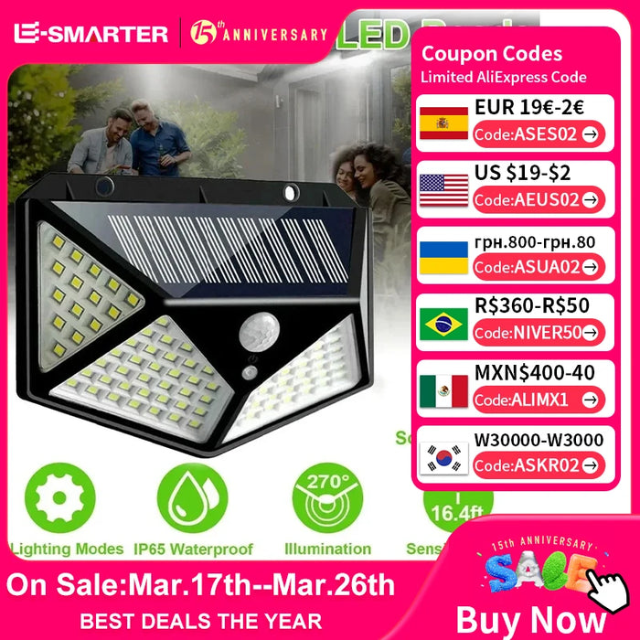 Solar LED Light Multifunctional Lamp - Waterproof Outdoor Garden Decoration, Sunlight Powered Spotlight with Motion Sensor - Ideal for Nighttime Security and Landscape Illumination