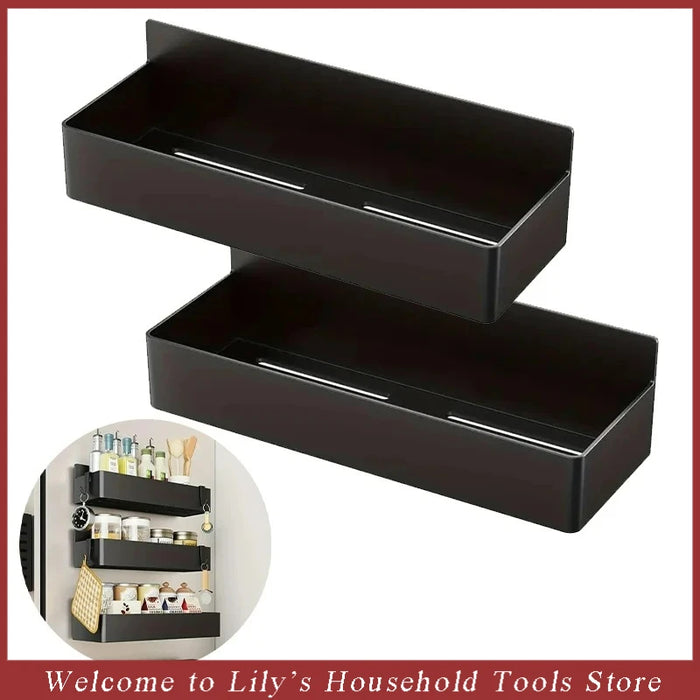 Set of 2 Magnetic Metal Storage Shelves — Fridge & Washing Machine Hanging Rack
