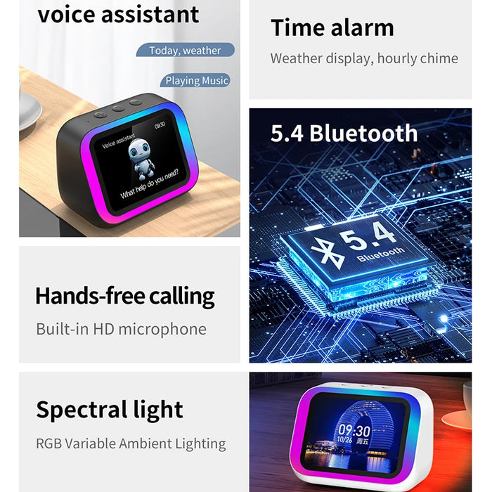 Smart Alarm Clock with Bluetooth Speaker, Weather Display & Photo Frame