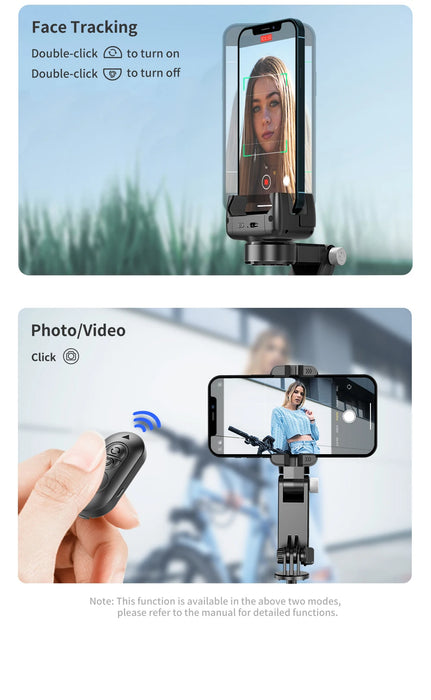 Q18 360° Follow-Tracking Gimbal — Selfie Stick Tripod with Fill Light for iPhone & Smartphones