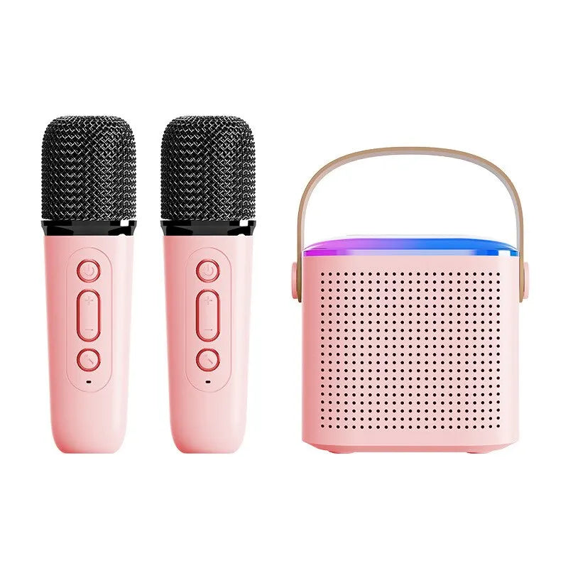 Dual Microphone Karaoke Machine - Portable System with Wireless Microphones and Bluetooth PA Speaker - Ideal for Adults and Kids Home Entertainment